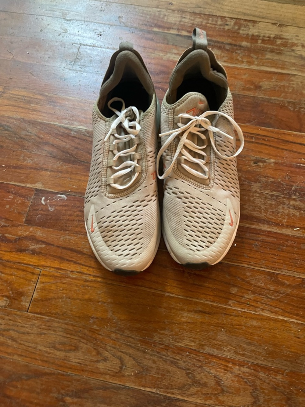 Nike Beige Sneakers with Coral Accents